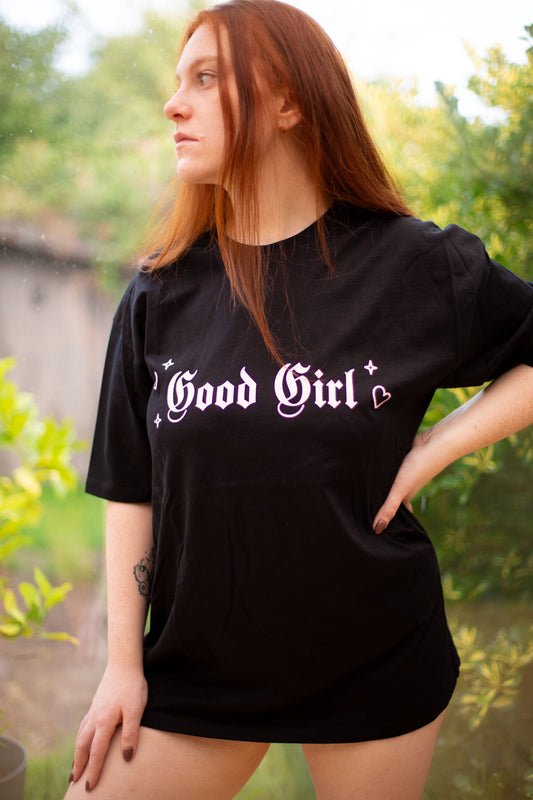 Tee-shirt oversize noir "Good Girl"