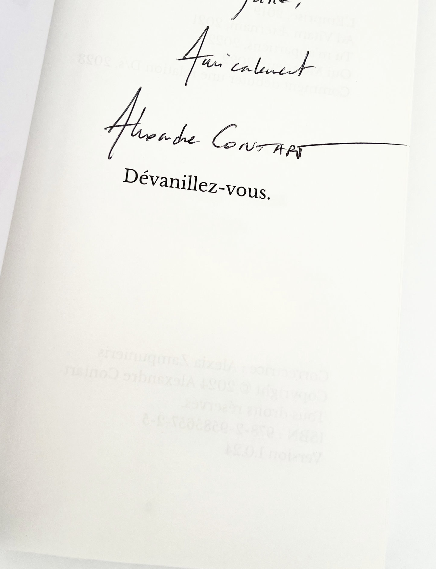 Dévanillez-vous (broché déja dédicacé)