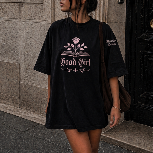 Tee-shirt oversize noir "Good Girl" Darkromance edition